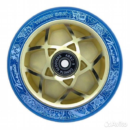 Колесо самокат Комета Атом Синий / Золотой