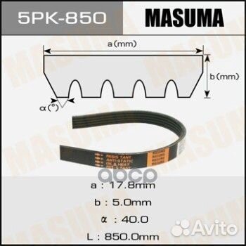 5 PK 850 ремень поликлиновой Masuma 5PK850 Masuma
