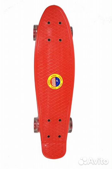 Скейтборд красный 55 х 15 см светящиеся колеса