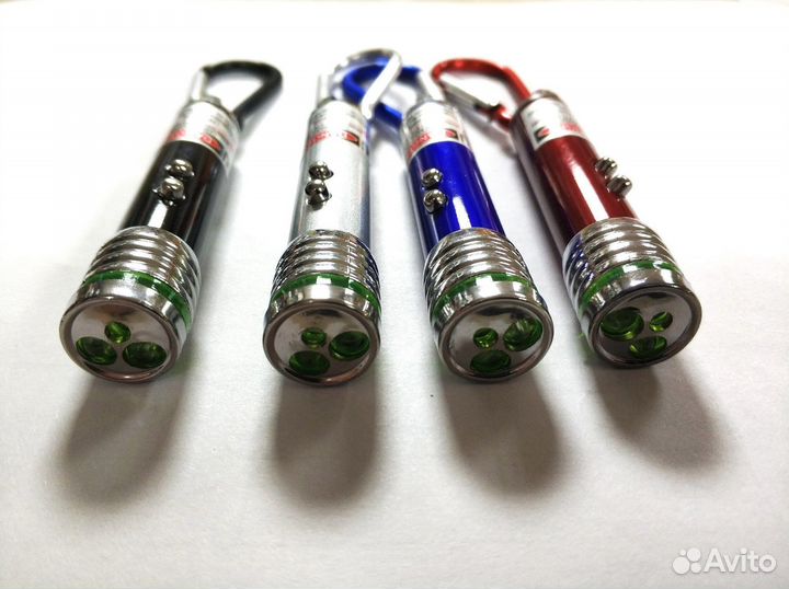 Лазер брелок с фонариком 1,2*7 см с карабином