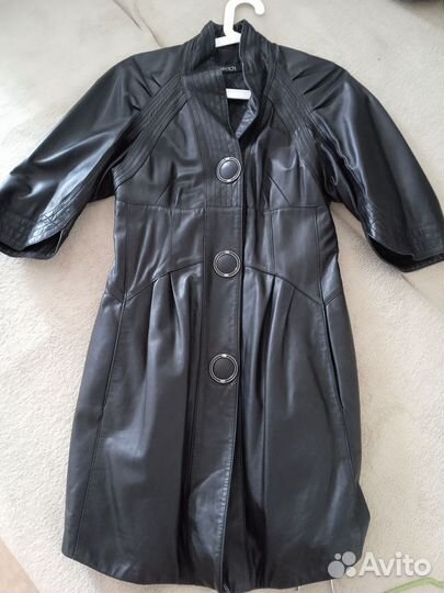 Кожаный плащ женский 42 44