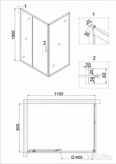 Душ. уголок Niagara 110x80 Black ng-82-11ab-a80b