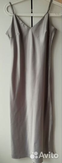 Платье - комбинация 46 М атласное серое zarina
