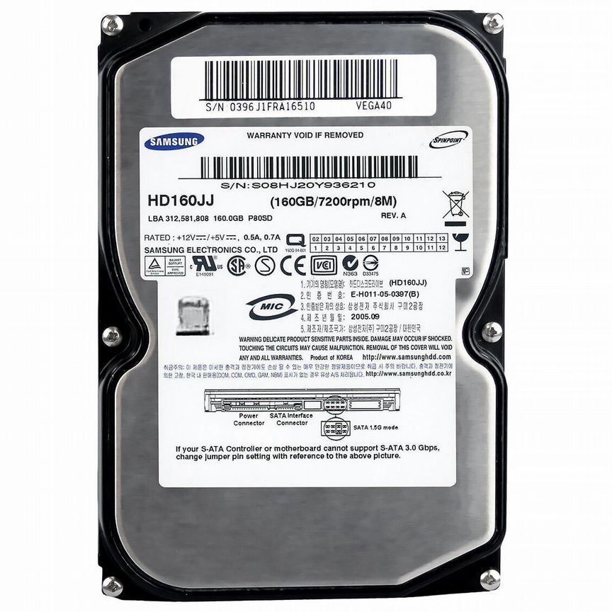 [P80SD] Жесткий Диск Samsung Hd160jj 160gb Sata2 3,5 P80sd