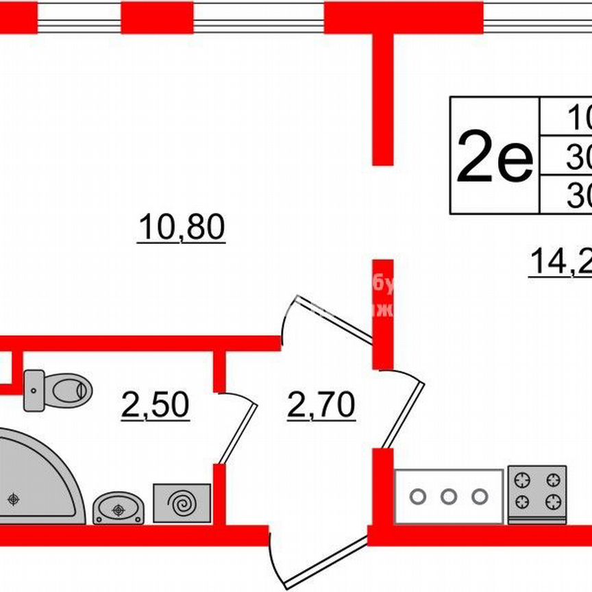 1-к. квартира, 30,2 м², 14/17 эт.