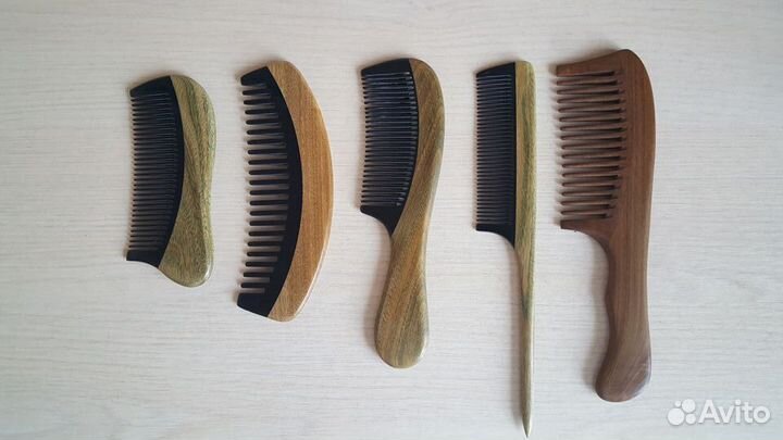 Расчески из сандала, персика и рога