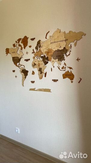 Карта мира из дерева/настенное панно