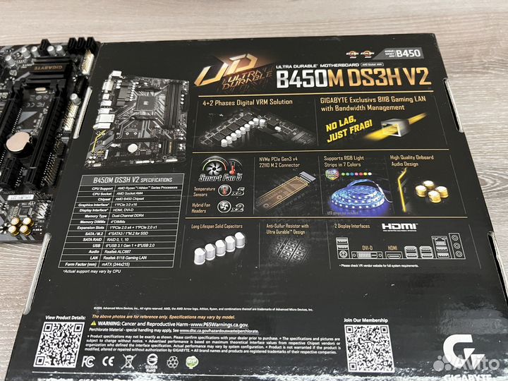 Материнская плата gigabyte B450M DS3H V2