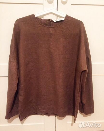 Льняная блузка zara