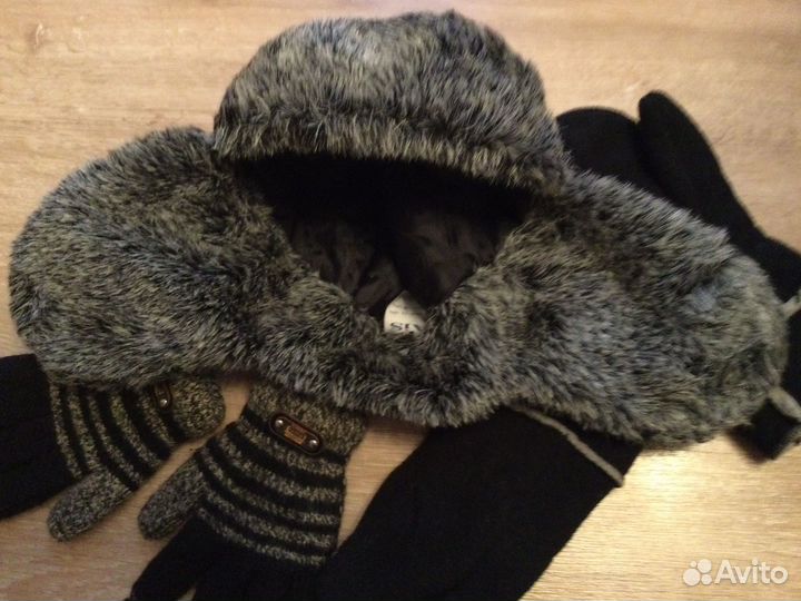 Шапка с перчатками и варежками 5-7 лет