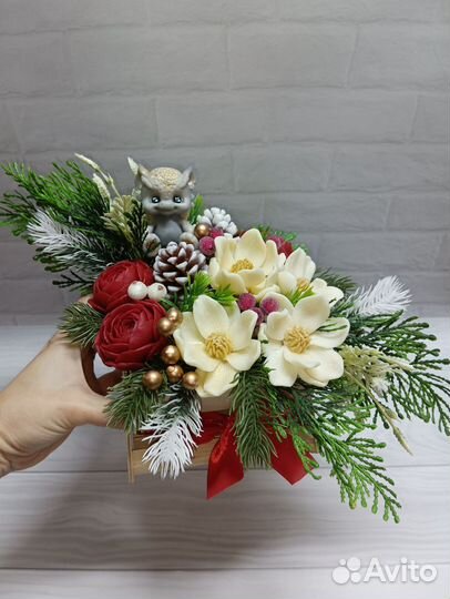 Новогодний подарок букет из мыла