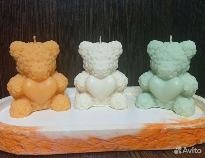 Свечи медведь в розах