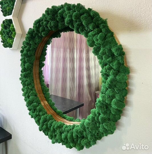 Стабилизированный мох. Зеркало интерьеное