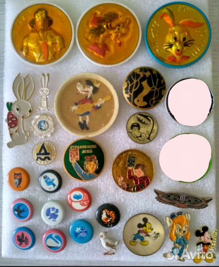 Значки СССР детские Заяц Волк Бокс мультфильм