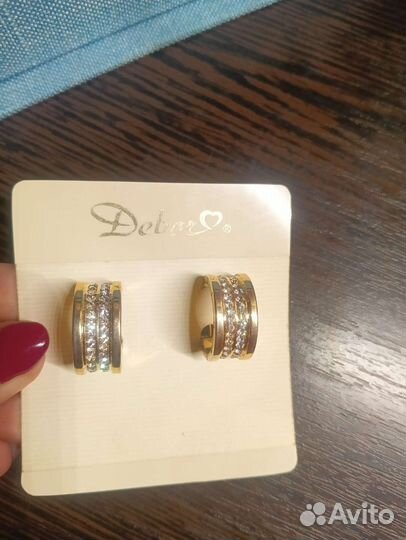 Золотые серьги бижутерия