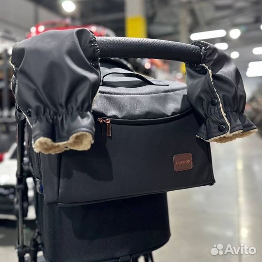 Новач коляска трансформер эко кожа 2в1 черная