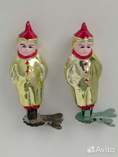 Ёлочная игрушка СССР мальчик в костюме клоуна