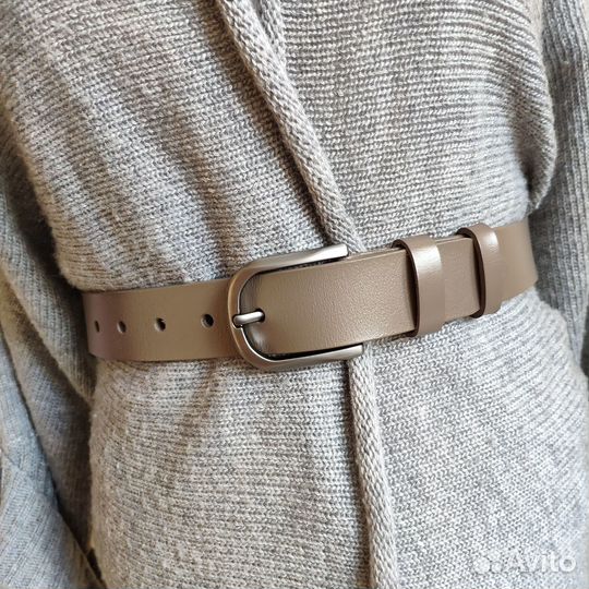 Ремень женский кожаный бежевый