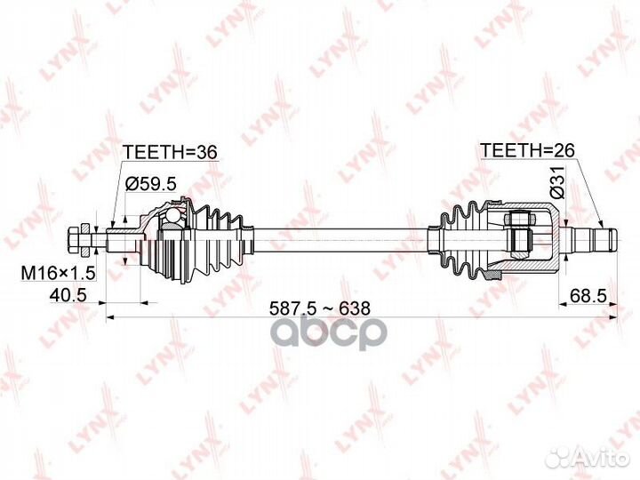 Привод в сборе перед лев CD1135 lynxauto