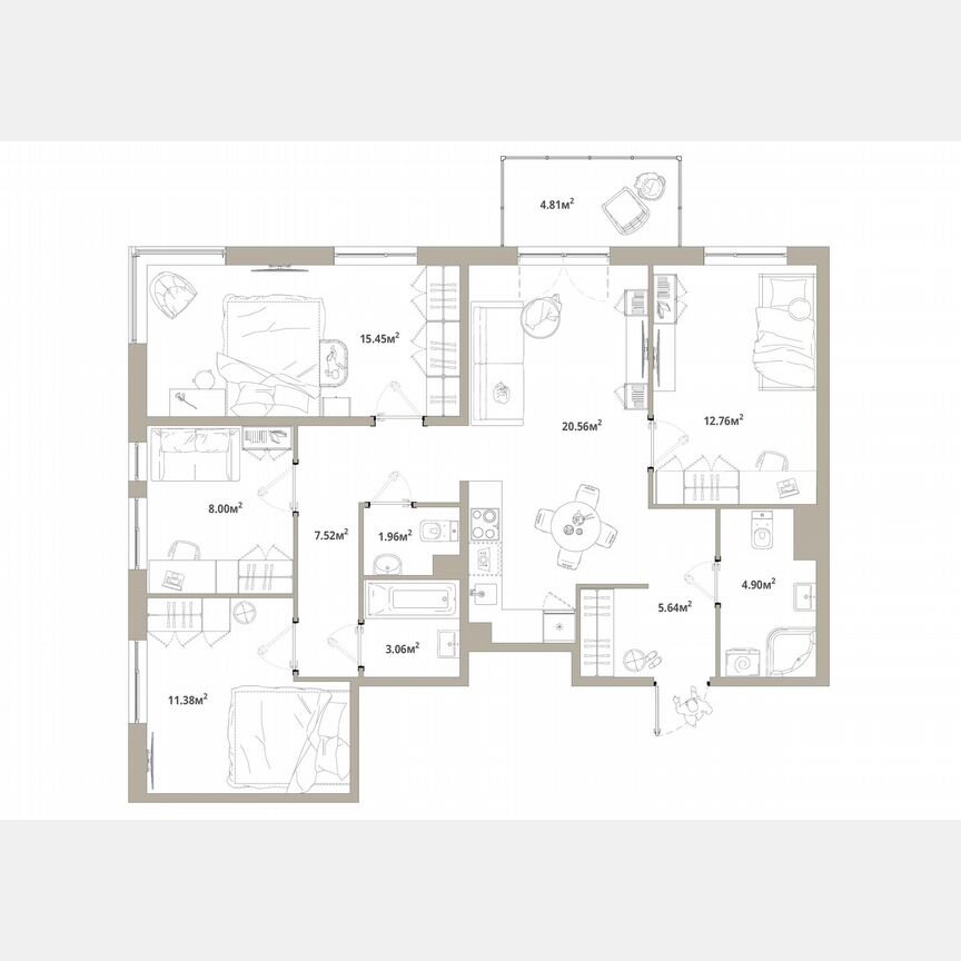 4-к. квартира, 92,7 м², 9/12 эт.