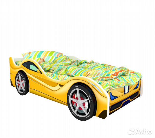Кровать-машина Феррари с колесами (2шт.) и подсвет
