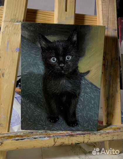 Картина маслом на заказ портрет собаки, кота
