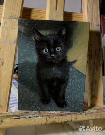 Картина маслом на заказ портрет собаки, кота