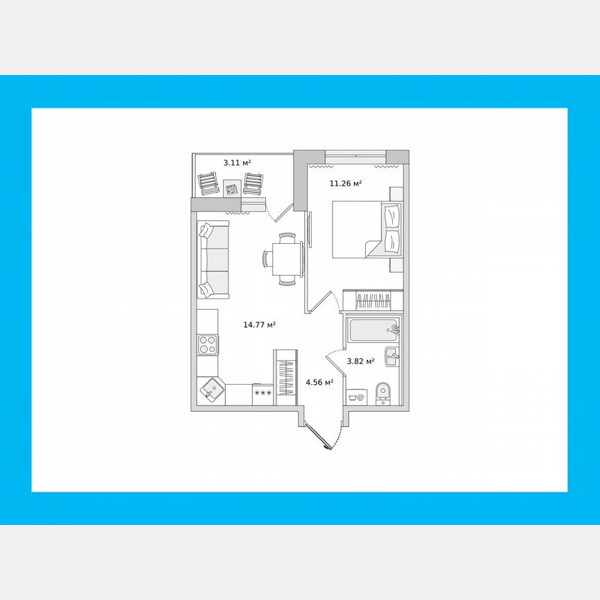 1-к. квартира, 39,5 м², 3/16 эт.