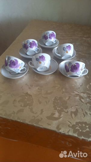 Чайные чашки с блюдцами 6 шт