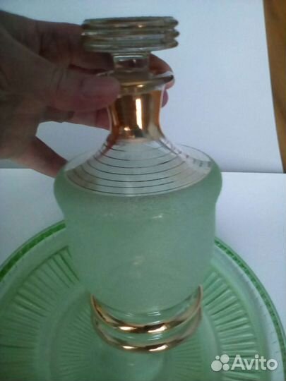 СССР Графин + поддон + рюмки 3шт Набор для коньяка