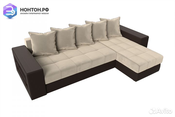 Диван угловой еврокнижка Дубай микровельвет бежевы