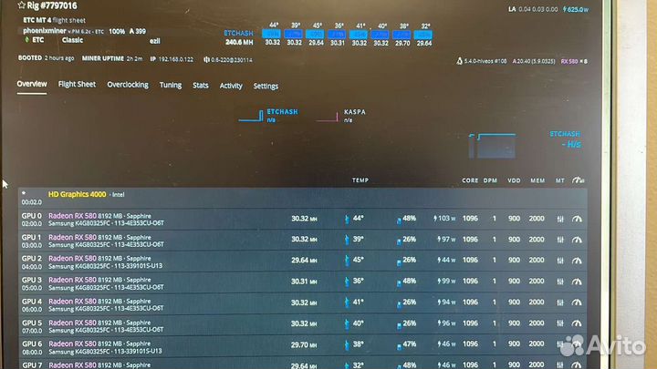 Видеокарта rx 580 8gb 8шт + тушка