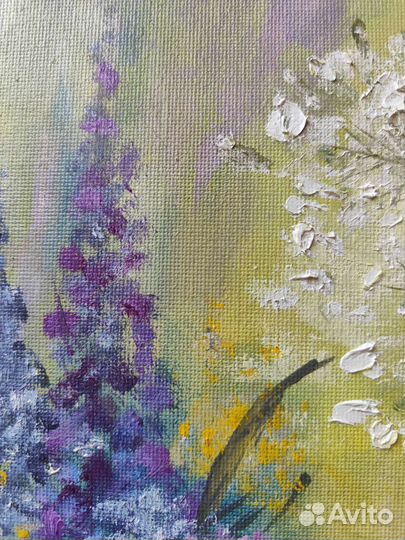 Картина маслом на холсте. Луг