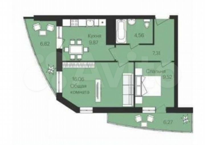 2-к. квартира, 58 м², 12/18 эт.