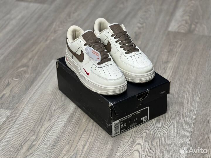 Кроссовки Nike Air Force 1 Premium White Brown