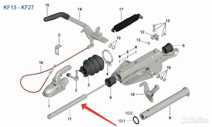 Амортизатор тормоза наката прицепа knott Тип KF13
