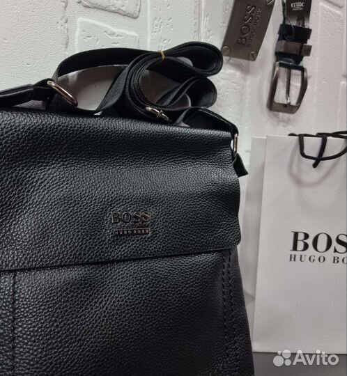 Hugo boss кожаная сумка мужская