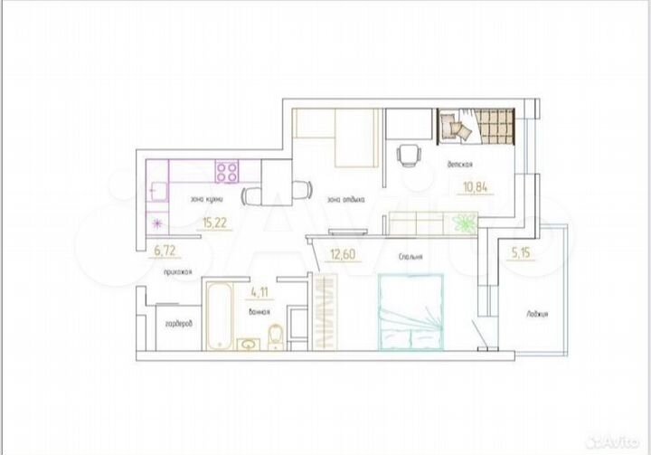 2-к. квартира, 54 м², 5/17 эт.