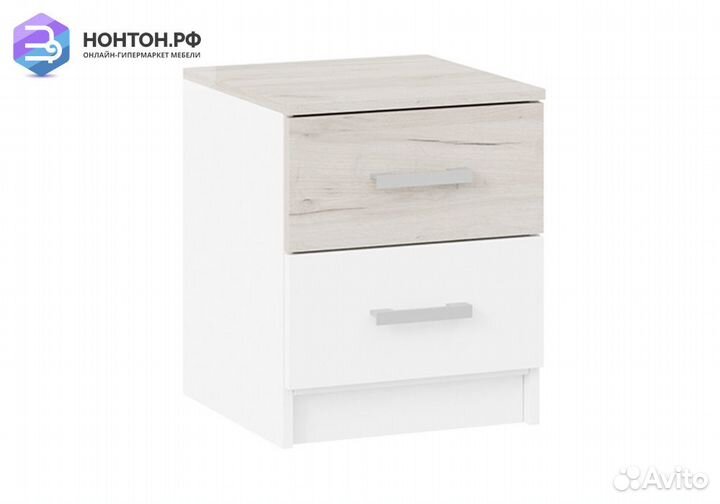 Тумба прикроватная Арчи белый текстура / дуб крафт