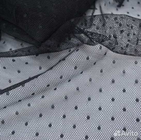 Ткань сетка эластичная в горох для нижнего белья