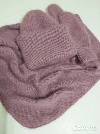 Новая шапка ушанка, бини, варежки бактус пух норки