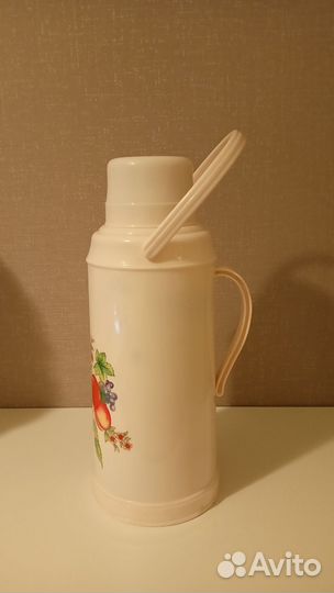 Термос розовый китайский со стеклянной колбой