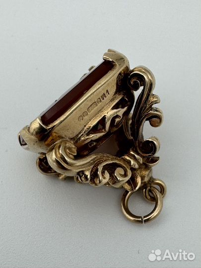 Печать золото 375 гемма сердолик 19 век
