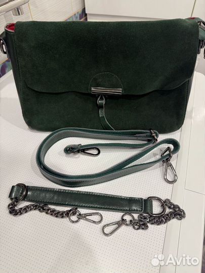 Сумка кожаная замшевая