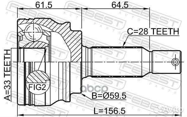 Шрус наружный 33x59.5x28 mitsubishi ASX GA0# 20