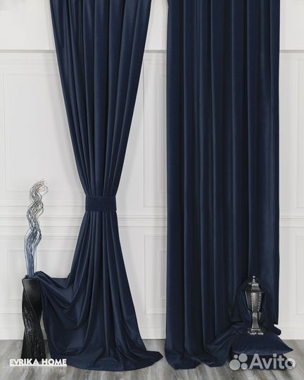 Шторы бархат Богема Синий