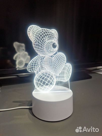 3D Светильник настольный Мишка с сердцем