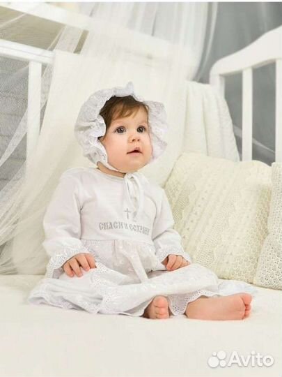 Комплект крестильный для девочки 80 размер