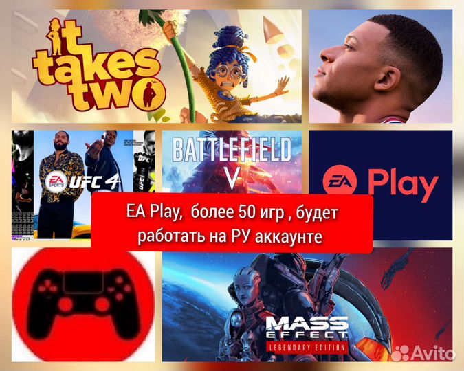 Подписка EA play Ps4 ps5 для РФ под ключ 1, 12 мес