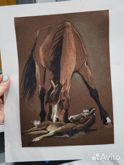 Картина. Лошадь с жеребенком